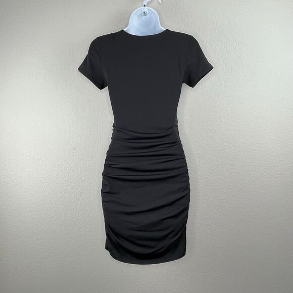 Babaton Black Contour Ruched Covet Short Sleeve Mini Bodycon T-Shirt Dress Small - Picture 11 of 11